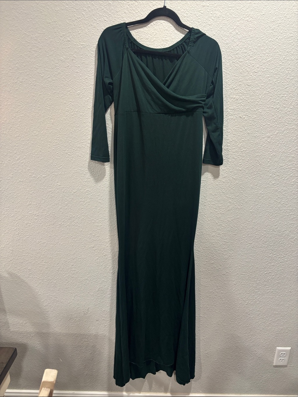 Maternity Elegant Dark Green Long Sleeve Maxi Dress
